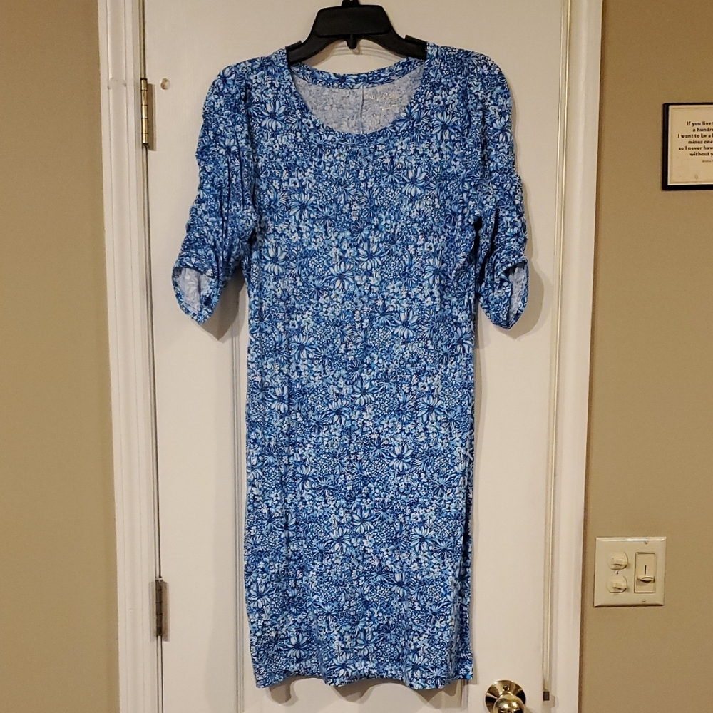 Lilly Pulitzer Belden Dress Cumulus Blue Blooming Together